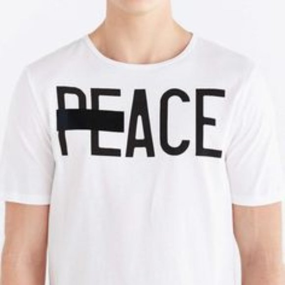 POOLHOUSE | NO PEACE | SIZE M | CURVED HEM TSHIRT - Picture 1 of 4